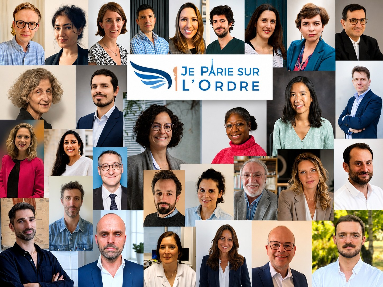 Photomontage de l'équipe « Je Parie sur l'Ordre » : les candidats de la liste
