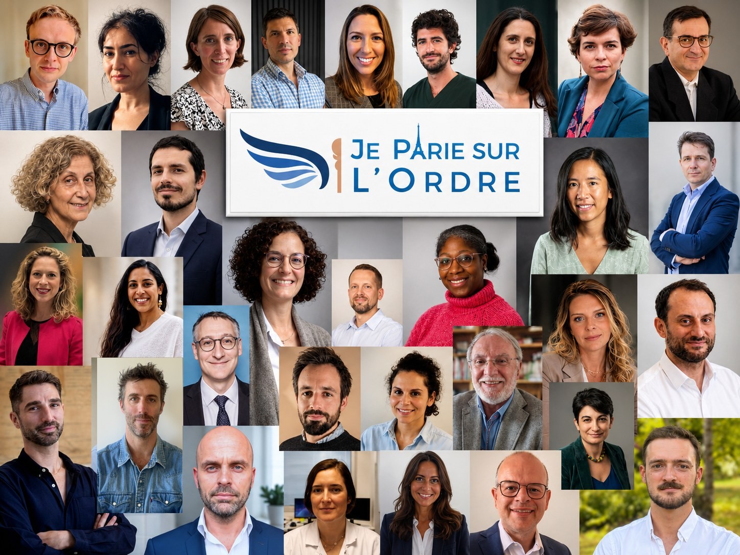 Photomontage de l'équipe « Je Parie sur l'Ordre » : les candidats de la liste